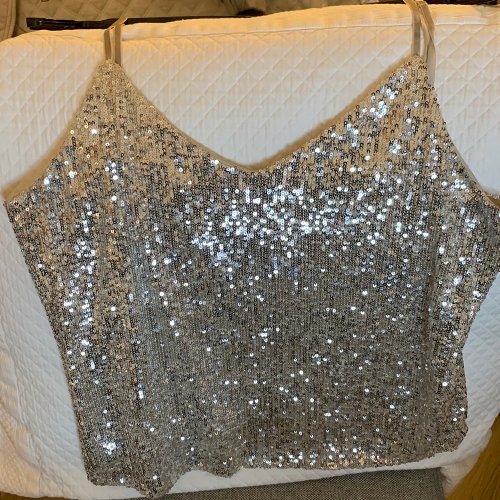 BB Dakota by Steve Madden Hide & Sequin Tank (Ivory) size L *worn once*